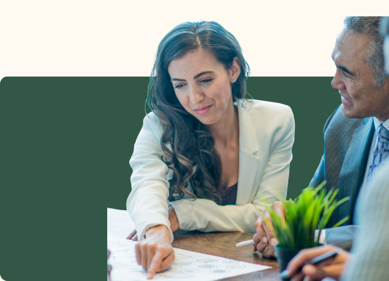 Woman pointing at book